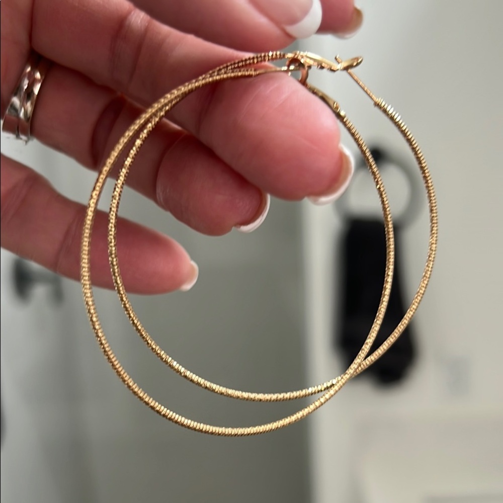 Large Elegant Gold Hoop Earrings